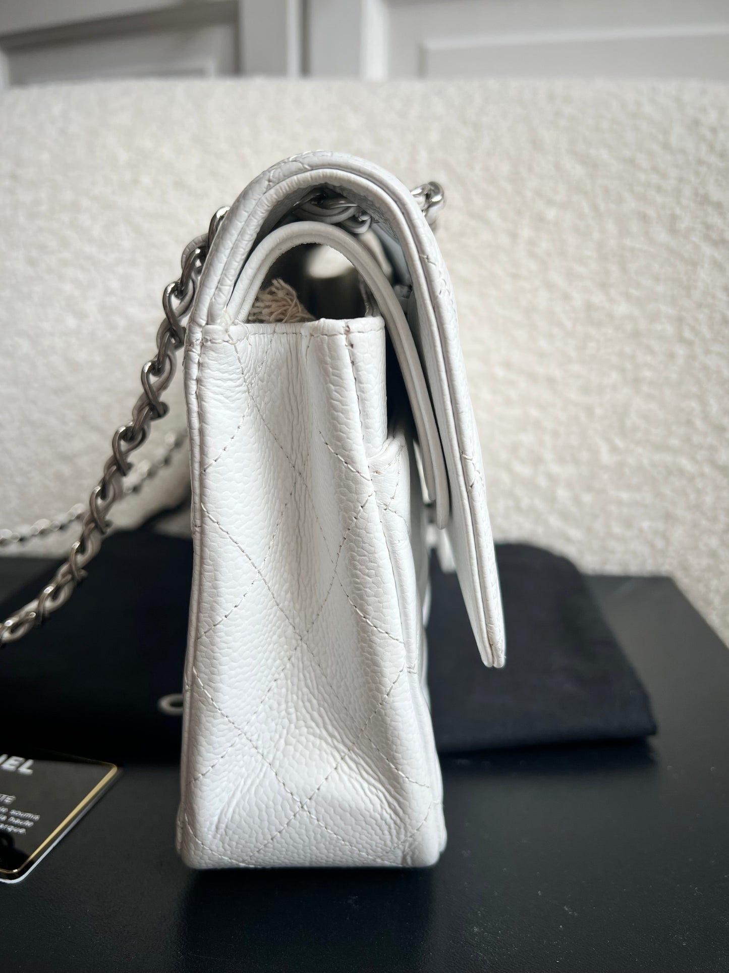 Chanel Medium Classic Flap in White Caviar (RRP £9090)
