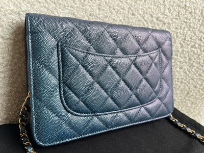 Chanel Iridescent Blue Caviar Wallet on Chain