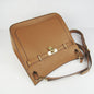 Luxury Hermes Leather Shoulder Bag Light Coffee Golden