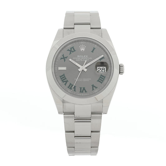 Stainless Steel 41mm Oyster Perpetual Wimbledon Datejust Watch Slate 126300