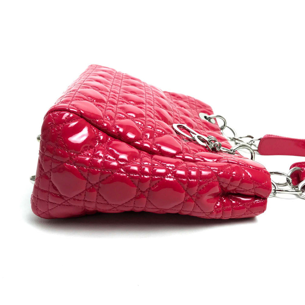 Dior Handbag M0955PVR Patent leather Pink type Cannage Soft Enamel Lady Dior Women
