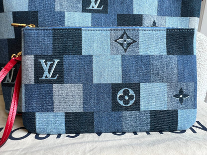 Louis Vuitton Neverfull MM Denim Rouge Patchwork