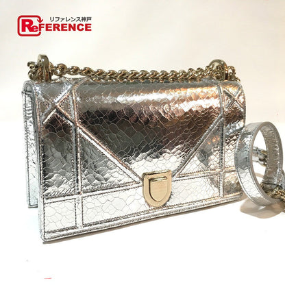 Dior Shoulder Bag leather Silver Small flap bag DIORAMA Women