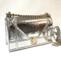 Dior Shoulder Bag leather Silver Small flap bag DIORAMA Women