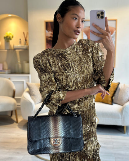 Chanel Flap Classic Leather Black Brown Shoulder Bag