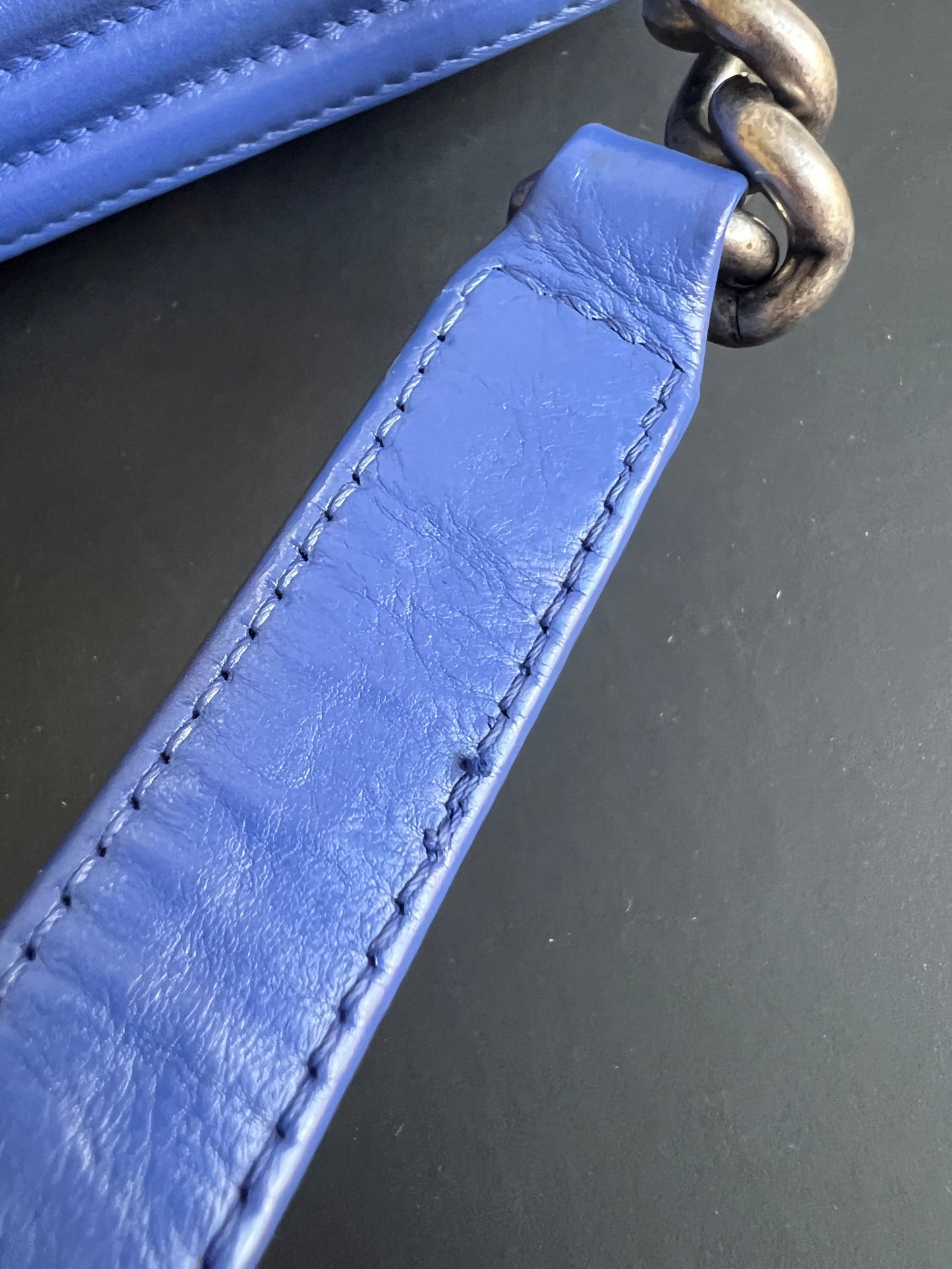 Chanel Blue Lambskin Large Boy Bag