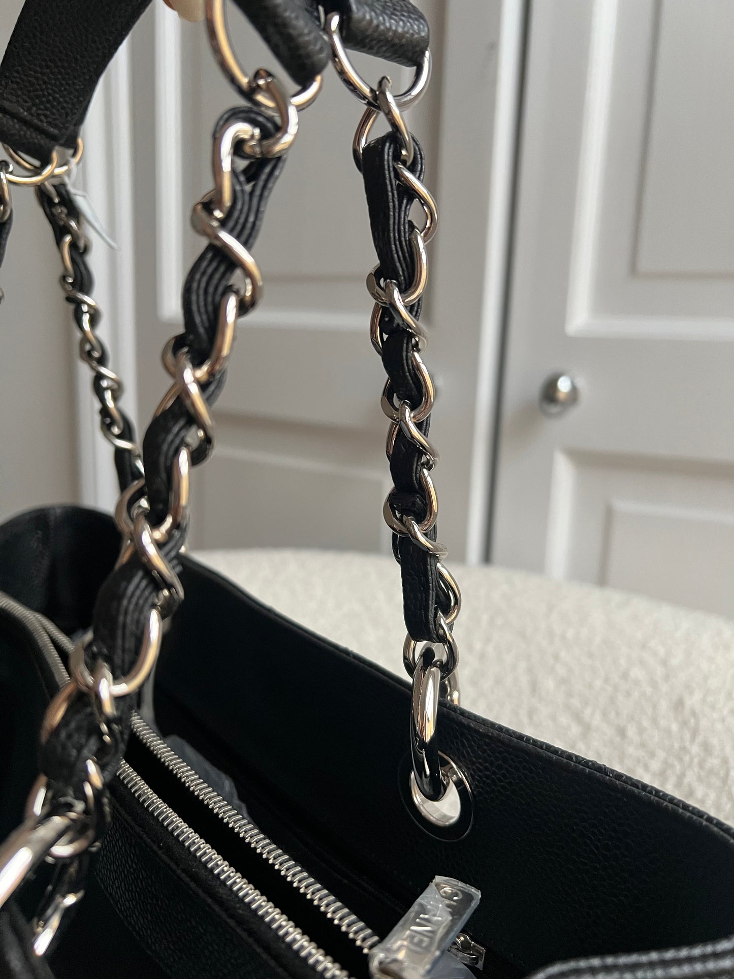 Chanel Black Caviar Grand Shopper Tote (GST) Silver Hardware