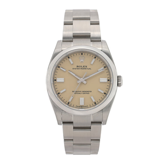 Stainless Steel 36mm Oyster Perpetual Watch Beige 126000