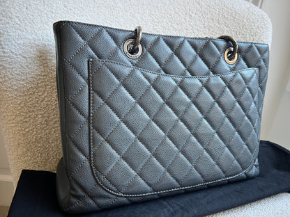Chanel Grey Caviar Grand Shopper Tote (GST) Silver Hardware