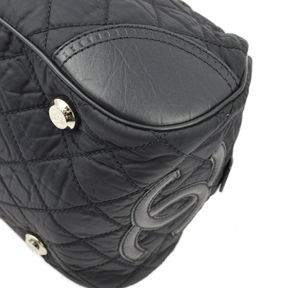 Chanel Black Nylon Calfskin Paris-New York Duffle Handbag