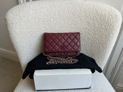 Chanel Burgundy Lambskin Wallet on Chain