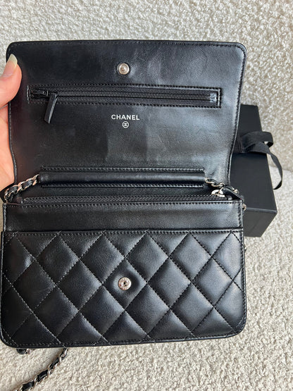 Chanel Wallet on Chain in Black Lambskin Silver Hardware (RRP £2,930)