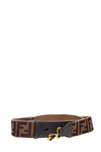 Fendi Brown and Black FF Zucca Print Canvas Bag Strap