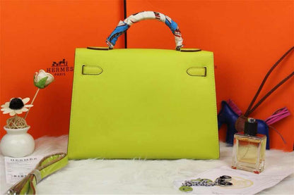 Luxury Hermes Kelly 32Cm Epsom Leather Handbag Lemon Yellow