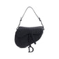 Christian 2022 Dior Black Oblique Embossed Calfskin Leather Saddle Bag