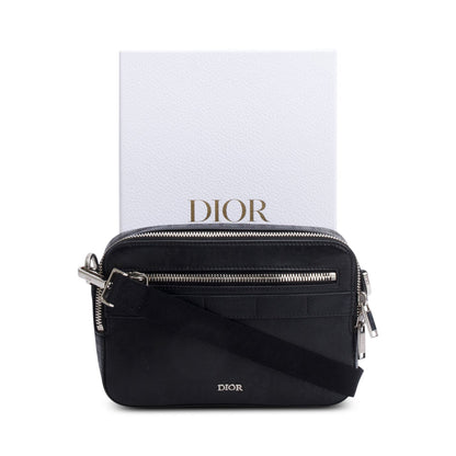 Christian Dior 2021 Black Oblique Galaxy Leather Safari Messenger Bag