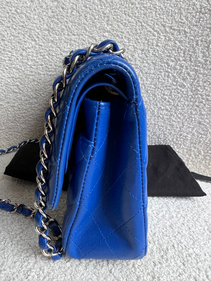 Chanel Medium Classic Flap in Cobalt Blue Lambskin with silver hardware (RRP £9090)