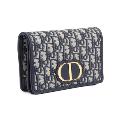 Christian Dior 2022 Navy Oblique 30 Montaigne 2-In-1 Pouch Bag
