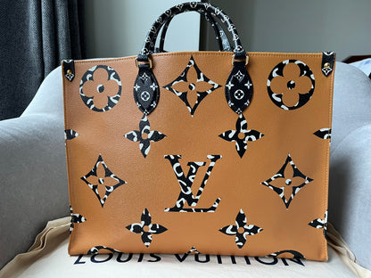 Louis Vuitton Limited Edition On the Go GM Jungle Giant Monogram Ivory Havana Beige (RRP £2,450)