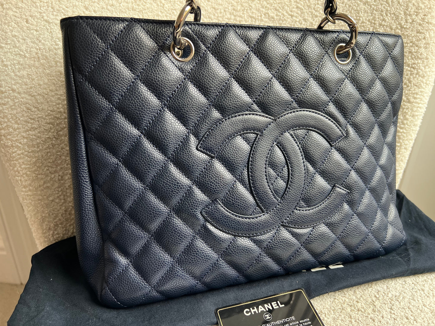Chanel Navy Blue Caviar Grand Shopper Tote (GST)