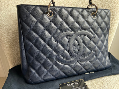 Chanel Navy Blue Caviar Grand Shopper Tote (GST)