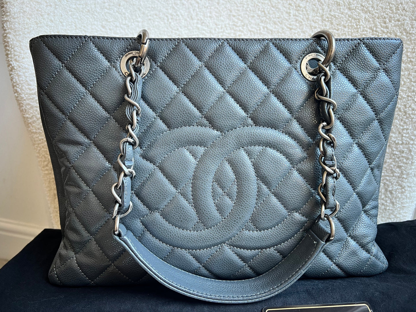 Chanel Grey Caviar Grand Shopper Tote (GST) Silver Hardware