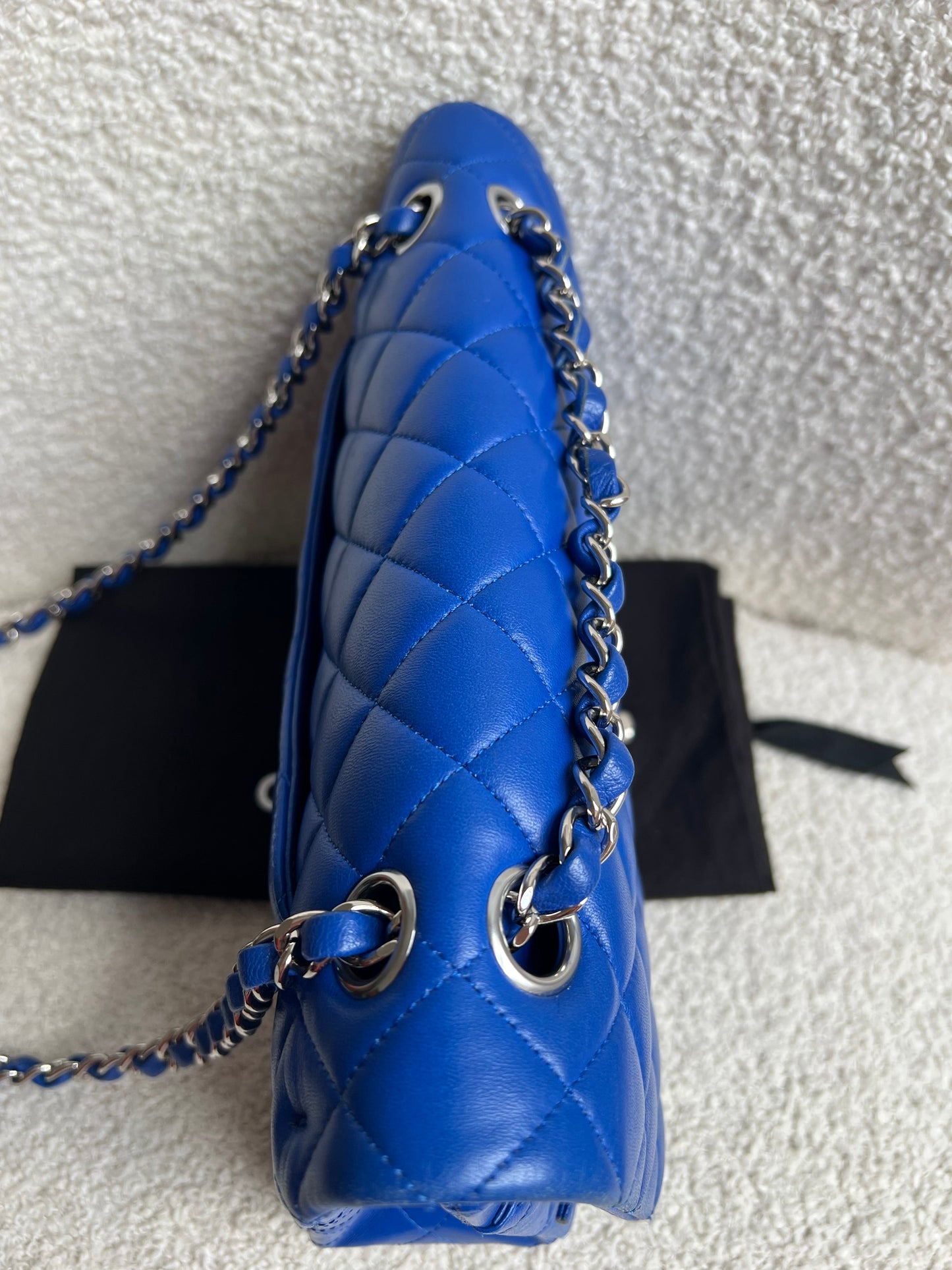 Chanel Medium Classic Flap in Cobalt Blue Lambskin with silver hardware (RRP £9090)