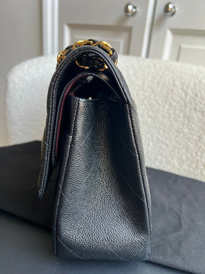 Chanel Jumbo Double Flap in Black Caviar with gold hardware (RRP £9830)