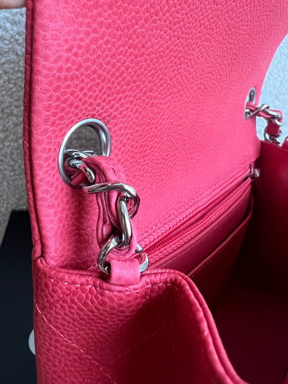 Chanel Square Mini Classic Flap in Coral Red Suede Caviar