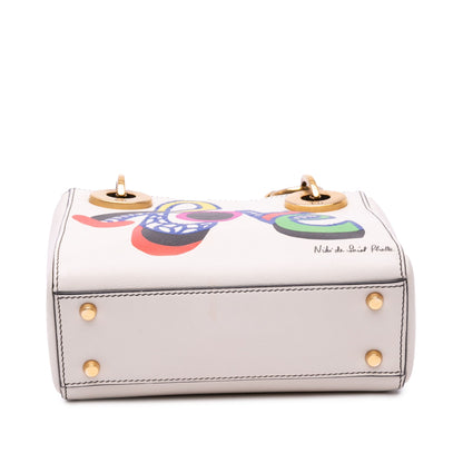 White Dior Dioramour Niki De Saint Phalle Mini Calfskin Love Lady Dior Satchel