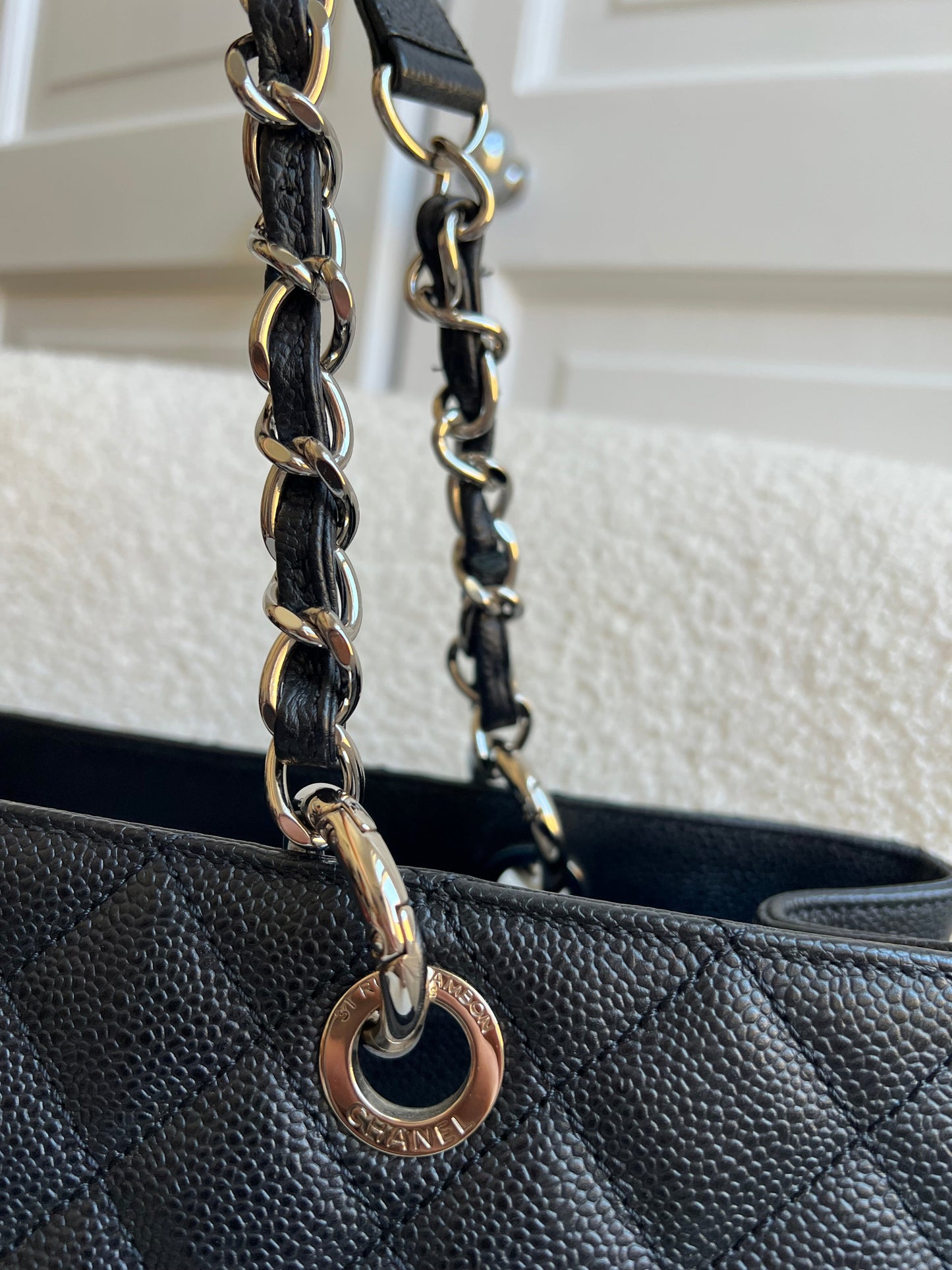 Chanel Black Caviar Grand Shopper Tote (GST) Silver Hardware