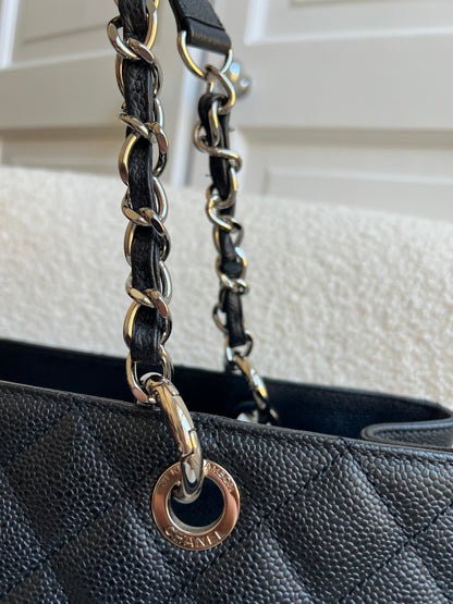 Chanel Black Caviar Grand Shopper Tote (GST) Silver Hardware