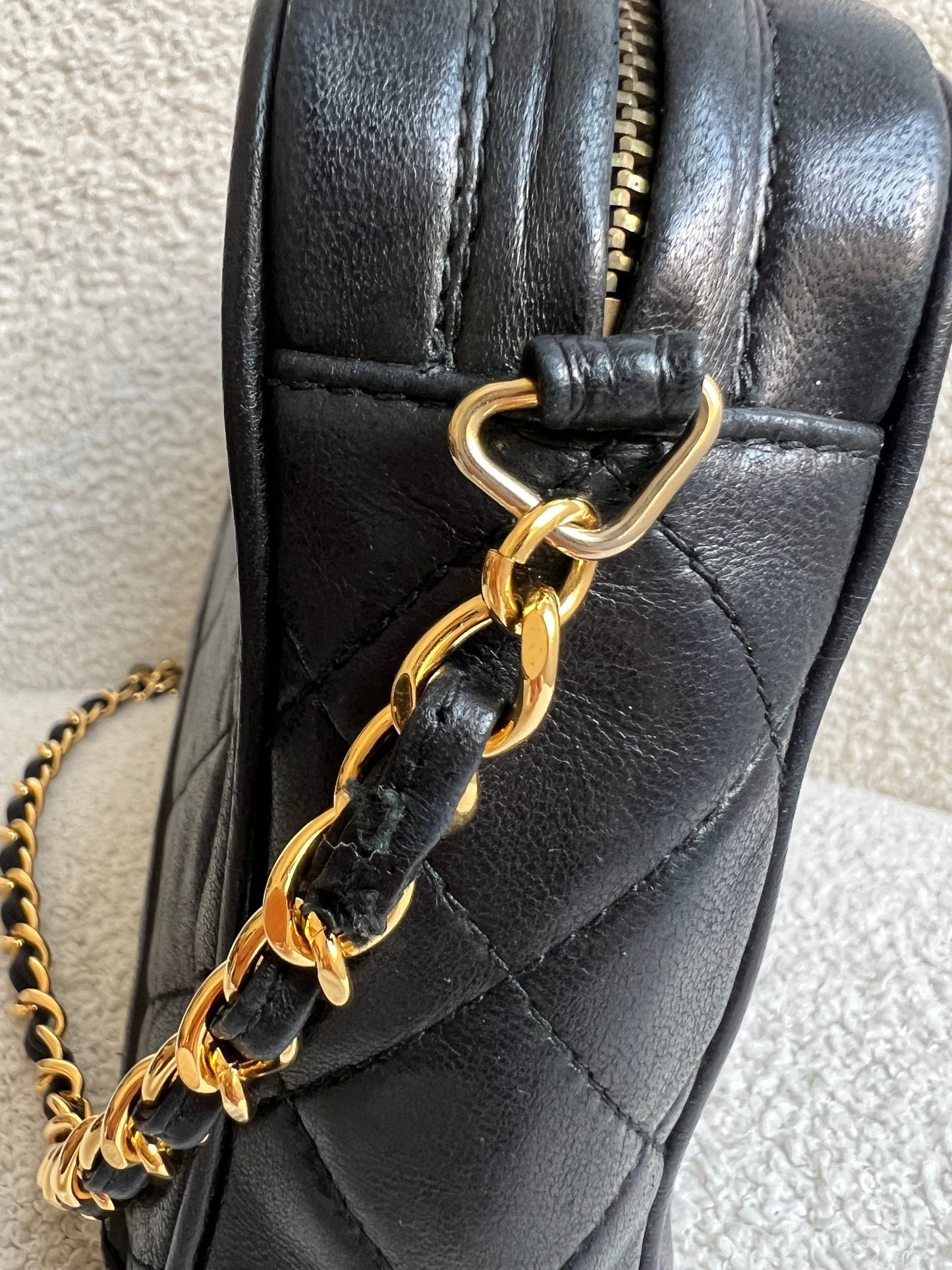 Chanel Vintage Black Lambskin Camera Bag with 24k Gold Hardware