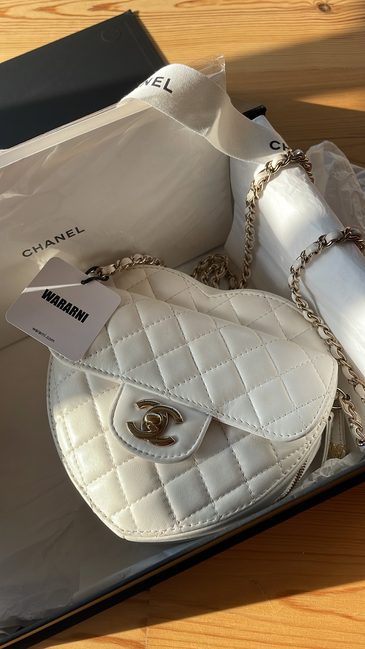 Chanel 22S White Large Heart Bag