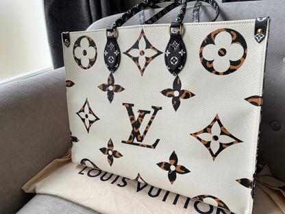 Louis Vuitton Limited Edition On the Go GM Jungle Giant Monogram Ivory Havana Beige (RRP £2,450)