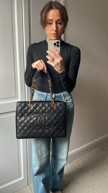 Chanel Black Caviar Grand Shopper Tote Gold Hardware (GST)