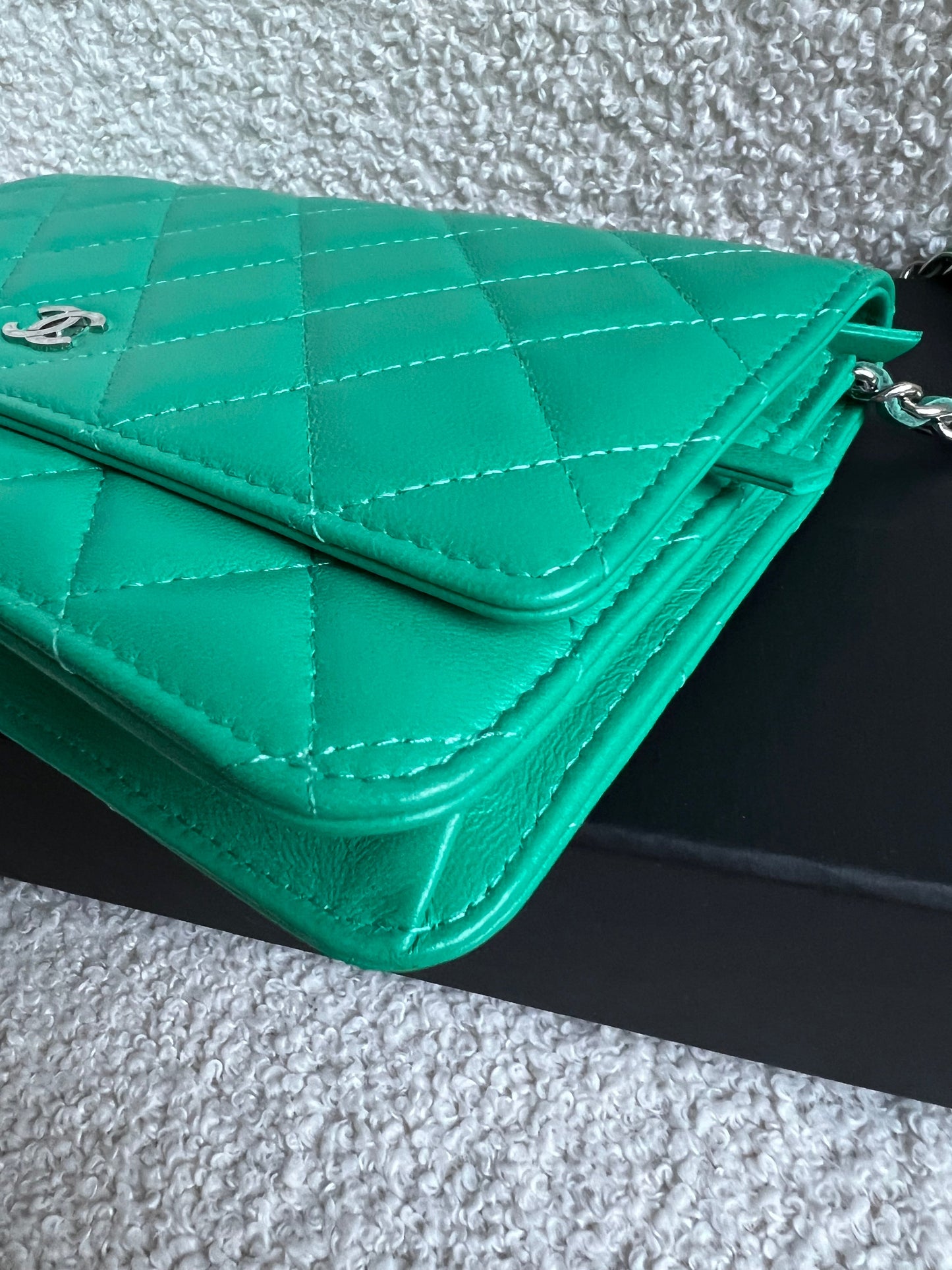 Chanel Turquoise Lambskin Wallet on Chain (RRP £2,930)
