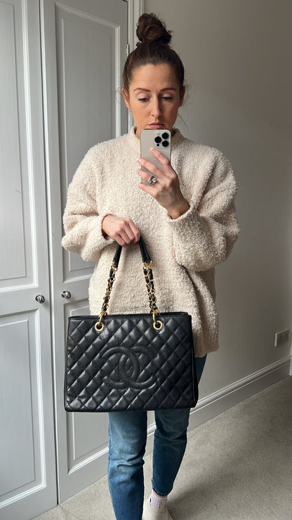 Chanel Black Caviar Grand Shopper Tote Gold Hardware (GST)