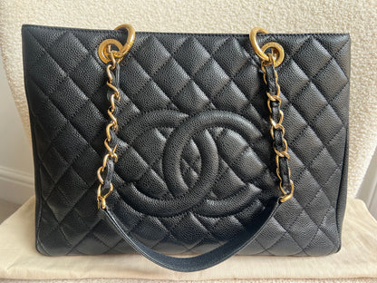 Chanel Black Caviar Grand Shopper Tote Gold Hardware (GST)