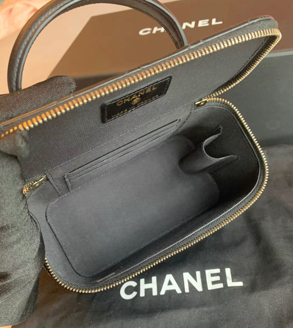 Chanel Vanity Lambskin Black Clutch