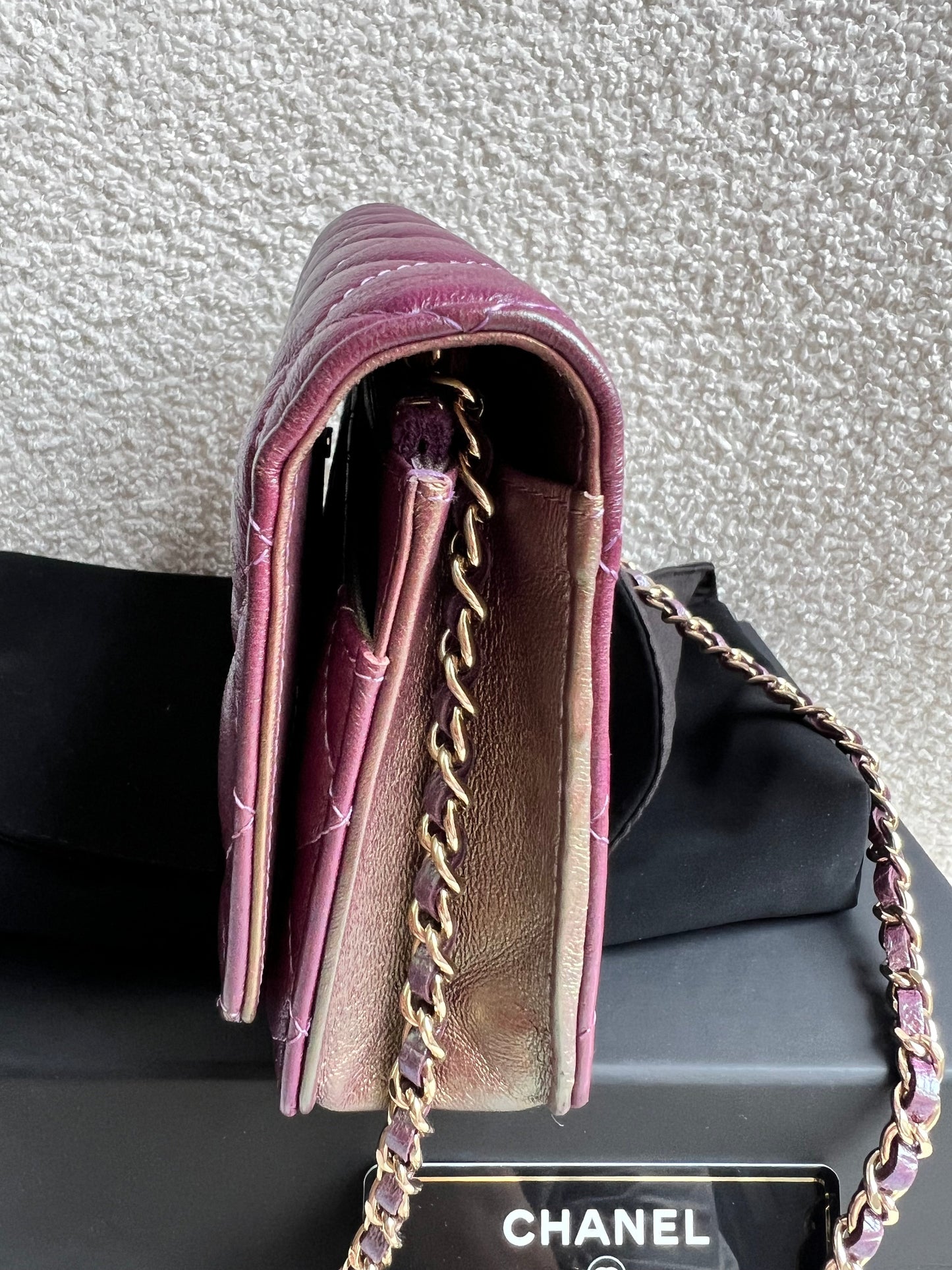 Chanel Iridescent Purple Lambskin Wallet on Chain