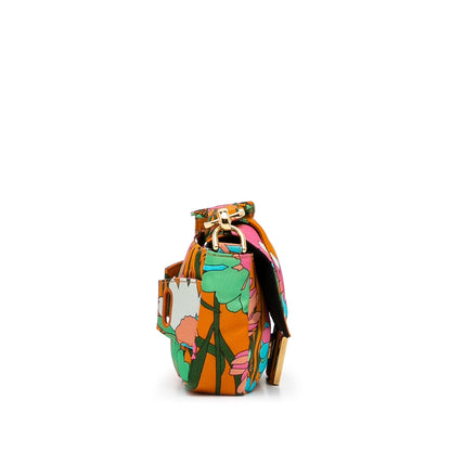 Fendi Baguette Crossbody Bag Multicolor Floral Nylon