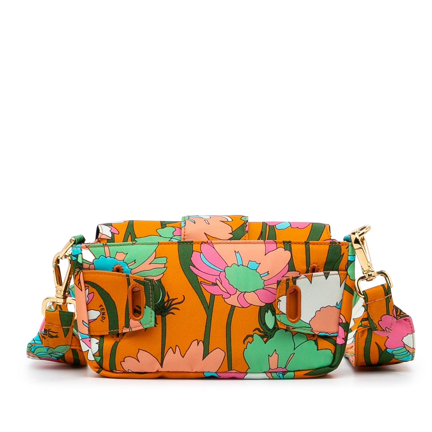 Fendi Baguette Crossbody Bag Multicolor Floral Nylon