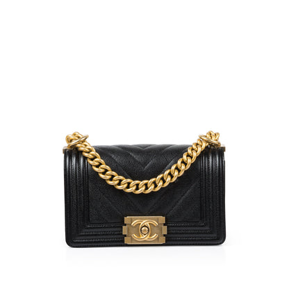 Chanel Boy Bag Caviar Black Shoulder Bag Style 22