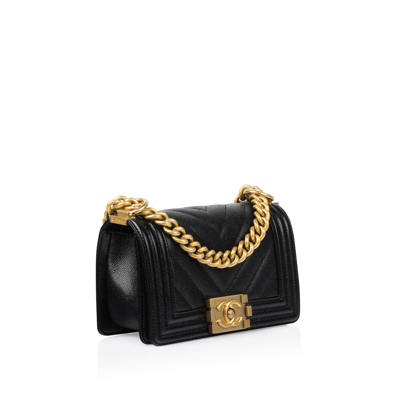 Chanel Boy Bag Caviar Black Shoulder Bag Style 22