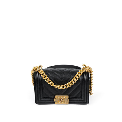 Chanel Boy Bag Caviar Black Shoulder Bag Style 22