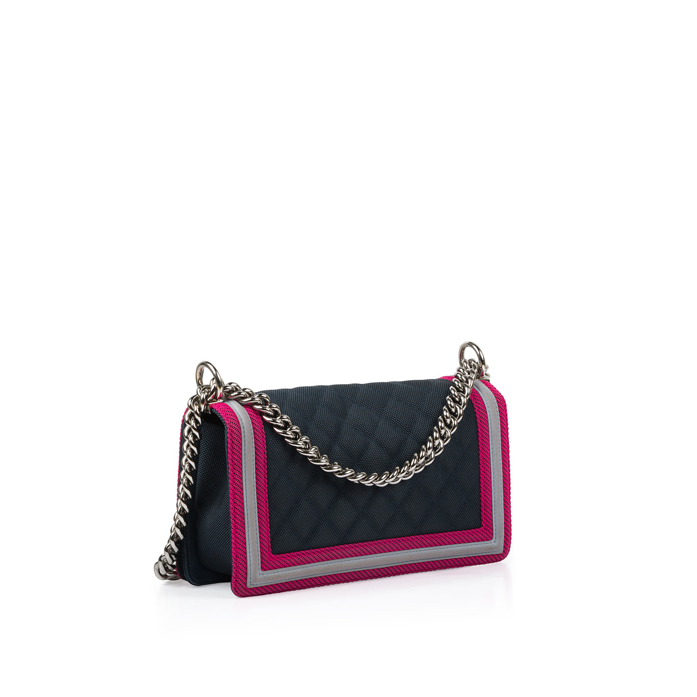 Chanel Boy Bag Canvas Silver Shoulder Bag