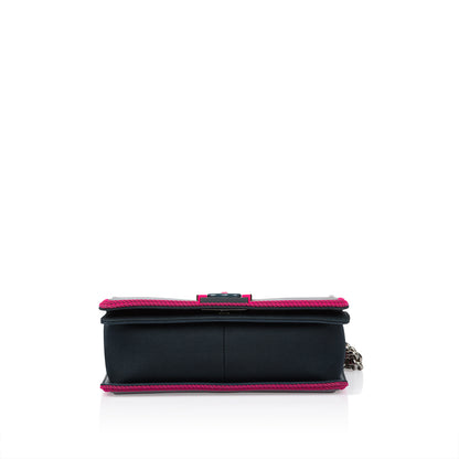 Chanel Boy Bag Canvas Silver Shoulder Bag