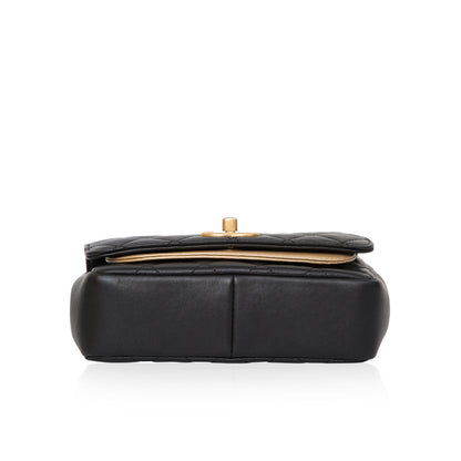 Chanel Classic Flap Lambskin Black Shoulder Bag Style 11