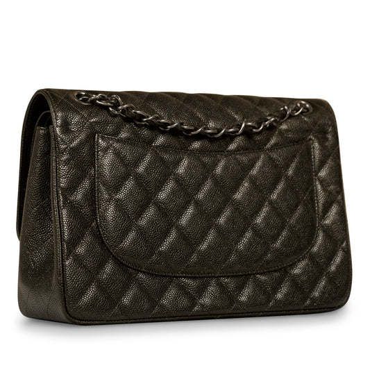 Chanel Classic Flap Caviar Grey Shoulder Bag